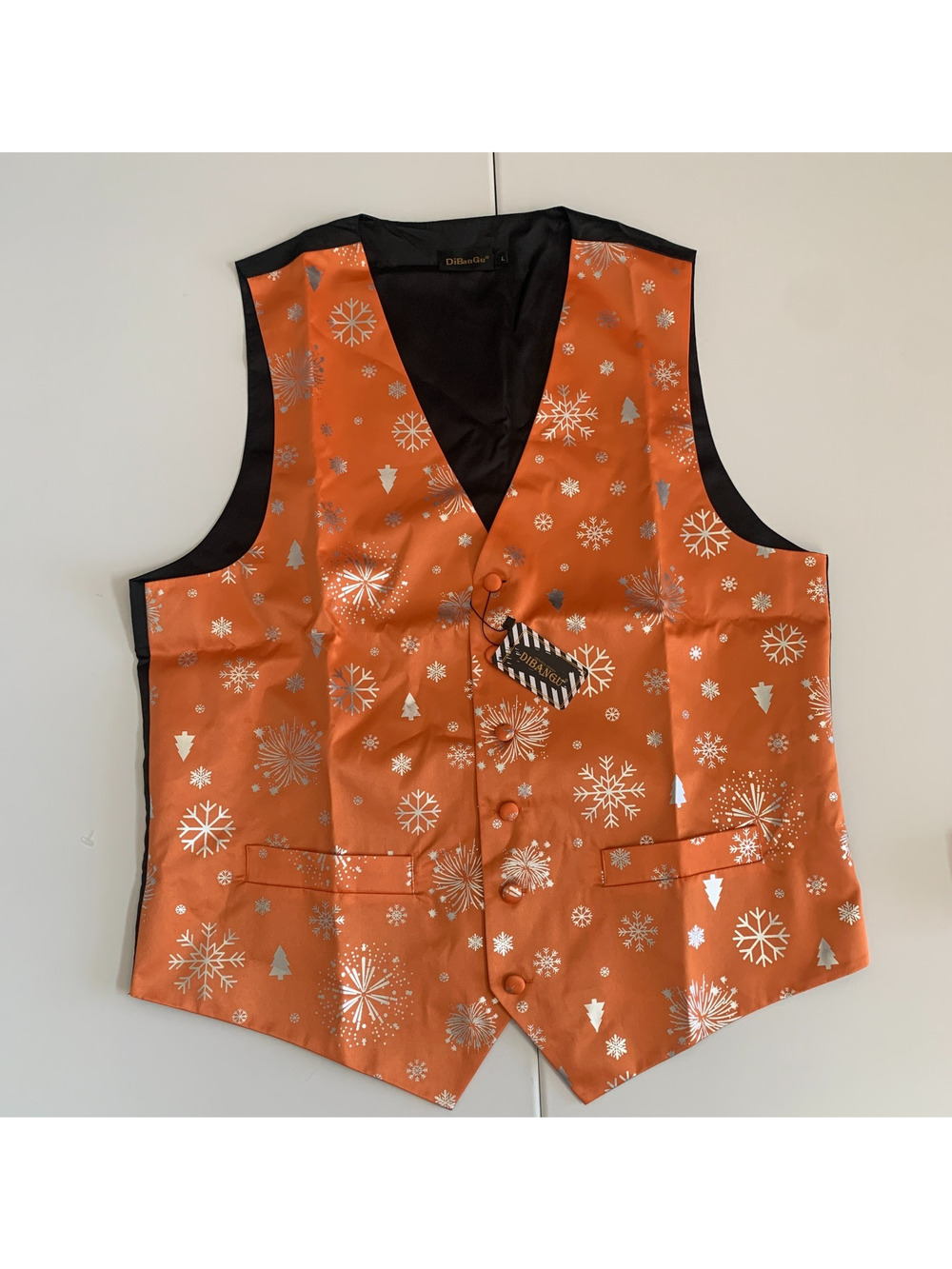 DiBanGu Men’s Size L Holiday Vest With Tie Brand New